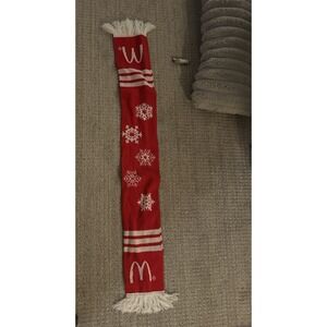 McDonalds Knit Scarf Red White Winter Fringe Arches Holiday